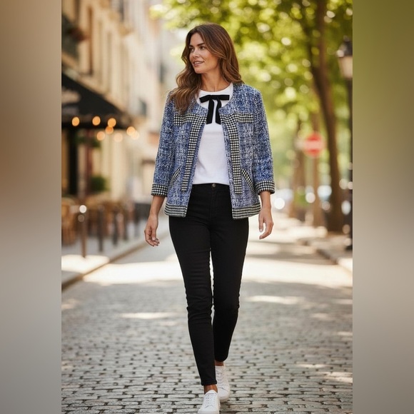 CAbi Blue and Black Tweed Blazer - Picture 2 of 9